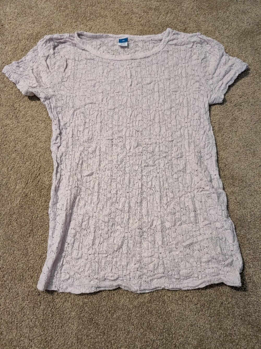 Lace crew neck top tshirt purple lilac floral size xsmall